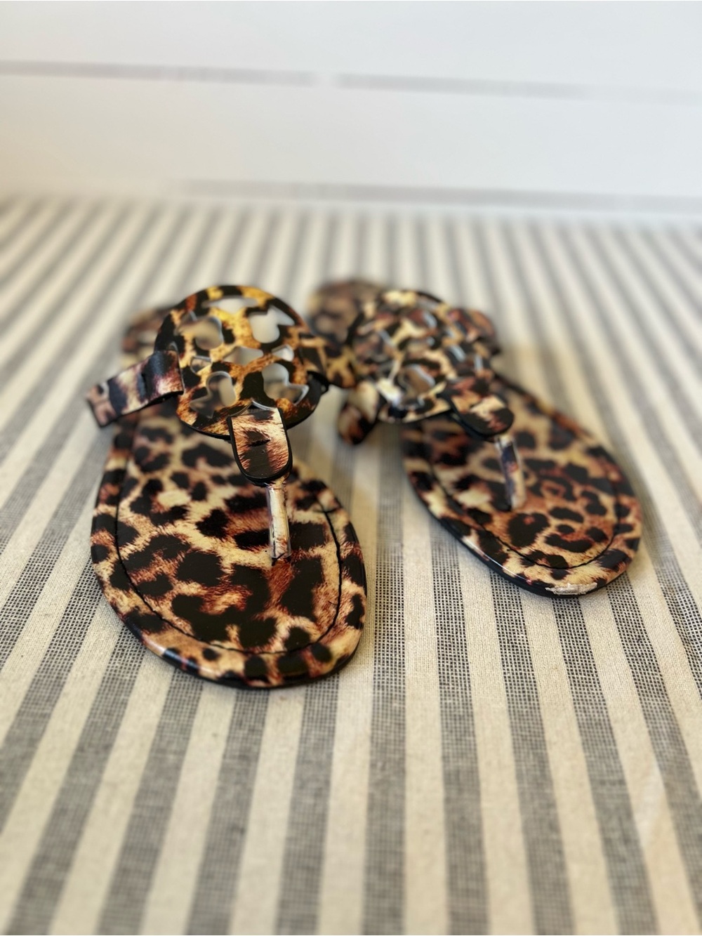 Tory Burch MILLER PRINTED PATENT SANDAL in Leopard print